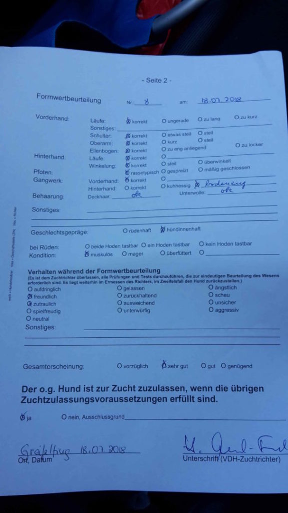 18.07.2018  Crossers Aenni erhält Formwertbeurteilung sehr gut !!!